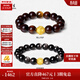 周大生黃金手串黑曜石虎眼石檀香紫檀手串轉運珠送男友生日禮物 梵心守護（金重約0.7g）