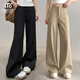 莫代爾西裝褲子女2026春夏新款高腰顯瘦垂感拖地長(cháng)褲百搭休閑闊腿褲女