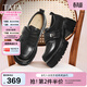 他她（TATA）小皮鞋2026春季新款豆豆鞋黑色厚底女鞋樂(lè )福鞋子CHY07AM6 黑色 37