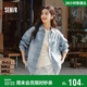 森馬（Semir）森柔|牛仔襯衫女春中長(cháng)款oversize落肩長(cháng)袖衣服襯衣103125105002
