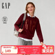 蓋璞（GAP）女裝冬季經(jīng)典款logo膠印抓絨寬松衛衣休閑時(shí)尚上衣美版800444
