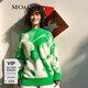 MO&Co.藝術(shù)花卉羽毛紗絨感毛衣加厚圣誕設計感小眾上衣女 霓虹綠色 S 160