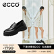 愛(ài)步（ECCO）厚底樂(lè )福鞋女倪妮同款英倫風(fēng)一腳蹬厚底增高牛皮女鞋 蹤跡220723 黑色22072301001 37 （尺碼偏?。? title=