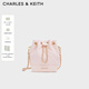 CHARLES&KEITH絎縫菱格鏈條水桶包雙肩包包女包女友生日禮物CK2-10701506 Light Pink淺粉色 M