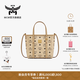 MCM 官旗 TONI迷你菜籃子購物袋斜挎包女包送女友 米色 迷你