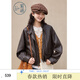紫涵（ZIHAN）紫涵短款立領(lǐng)pu皮衣女2026年春季新款復古游牧風(fēng)寬松休閑夾克外套 曠野棕 S