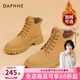 達芙妮官方馬丁靴女加絨加厚冬季2026年爆款百搭復古短靴子女靴大黃靴女 復古黃【加絨保暖】 35