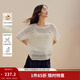 茵曼（INMAN）涼感和紙紗|茵曼鏤空鉤花薄針織衫2026夏季女裝新款寬松短袖上衣  淺米杏 M