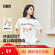 森馬（Semir）短袖t恤女中長(cháng)款寬松顯瘦萌寵印花上衣2025夏裝新款透氣套頭衫 本白10102-戴珍珠項鏈的小貓 M