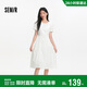 森馬（Semir）連衣裙女夏不規則拼接木耳邊泡泡袖收腰設計感中長(cháng)裙101325114041