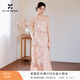 香影新中式提花吊帶裙女2026春季新款修身顯瘦國風(fēng)v領(lǐng)收腰連衣裙 粉色 L 165/88A/110-125斤