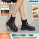 百麗（Belle）百搭切爾西靴女冬季新款商場(chǎng)同款厚底增高休閑短靴E7R1DDD5 黑色-毛里 40 (250mm)