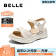 百麗（Belle）寬條帶休閑涼鞋女商場(chǎng)同款真皮厚底涼鞋D6N2DBL5 米白 37 (235mm)