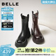 百麗（Belle）復古彈力靴女冬季新款商場(chǎng)款粗跟增高顯瘦彈力短靴E5E1DDZ5 黑色 37