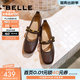百麗（Belle）小金豆瑪麗珍鞋女商場(chǎng)款羊皮雙條帶薄底單鞋E1V1DAQ6預售 棕色 38 (240mm)