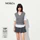 MO&Co.針織衫針織馬甲100%綿羊毛背心淡人穿搭摩安珂 中花灰色 M 165