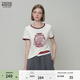 Teenie Weenie小熊女裝T恤26春新款復古時(shí)尚寬松包邊撞色圓領(lǐng)短袖T 象牙白 S