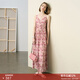 顏域粉色碎花吊帶連衣裙女2025夏季新款收腰顯瘦度假風(fēng)過(guò)膝長(cháng)裙子 粉花 2XL