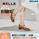 百麗（Belle）交叉細帶瑪麗珍鞋女商場(chǎng)款水鉆粗跟單鞋3J506CQ4 棕色 36 (230mm)