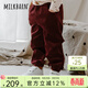 Milkbarn兒童燈芯絨外套男女童外出衣服寶寶秋季保暖童裝 漿果紅色（長(cháng)褲） 90 cm