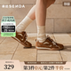 森達（SENDA）王楚然同款月牙鞋德訓鞋女春季新款商場(chǎng)同款休閑板鞋4NR26AM5 棕色 38