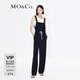 MO&Co.醋酸混紡運動(dòng)風(fēng)撞邊撞色連體休閑褲長(cháng)褲小眾設計感摩安珂 黑色 M 165