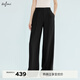 伊芙麗（eifini）朱珠代言天絲亞麻舒適顯瘦透氣褲子女2025新款休閑直筒褲女 黑色 S 80-105斤