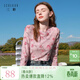 三彩獨醒2026春季新款網(wǎng)紗印花T恤圓領(lǐng)正肩長(cháng)袖上衣內搭修身甜酷F 橘粉色花卉 M 160/84A