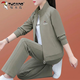 啄木鳥(niǎo)外套三件套運動(dòng)套裝女春秋2026新款衛衣女女士時(shí)尚簡(jiǎn)約立領(lǐng)休閑服 7682灰綠【鳥(niǎo)標】 L (95-110斤)