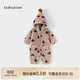 babylove寶寶毛絨連體衣秋冬季舒棉絨嬰兒保暖哈衣爬服連帽外出衣服