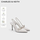 CHARLES&KEITH緞面蝴蝶結尖頭高跟涼鞋女生日禮物送女友CK1-60361556 Light Grey淺灰色 37