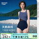 WATERTIME泳衣女士新款游泳館專(zhuān)用連體復古高級感休閑運動(dòng)溫泉游泳衣 汐墨色 L 【158-168cm/55-62kg】