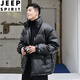 JEEP SPIRIT吉普冬季PU皮衣羽絨棉服男韓版寬松立領(lǐng)加厚柔軟青年百搭外套 2XL 黑色