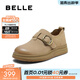 百麗（Belle）復古擦色牛皮勃肯鞋女商場(chǎng)同款厚底休閑單鞋E7C1DCM5 杏色 39 (245mm)