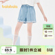巴拉巴拉兒童牛仔褲短褲夏季薄款中大童女童褲子時(shí)尚純棉 牛仔淺藍88101 120 cm