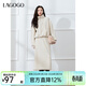 LAGOGO加絨高腰半身裙女拉谷谷2024年冬季新款簡(jiǎn)約中長(cháng)款H型裙子 杏色 M