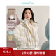 茵曼（INMAN）2025冬季女裝新款三防保暖90鴨絨連帽泡芙輕短羽絨服面包服外套 淺杏色（短款） M 163-167cm/111-120斤
