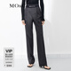 MO&Co.時(shí)裝褲運動(dòng)風(fēng)西褲橡筋高腰拼接及地窄筒直筒褲摩安珂boxyfit 炭黑花灰色-第2批 S 160