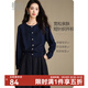 晚白【新品】2026春款含羊毛圓領(lǐng)純色上衣寬松大碼氣質(zhì)短針織開(kāi)衫女 深藍色 M