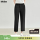 MsShe【巨顯瘦直筒長(cháng)褲/九分】大碼女裝2026款春夏裝胖mm休閑褲女士 九分-黑色現貨 3XL