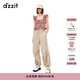 DZZIT【爆款補單】明星同款地素休閑褲春夏復古運動(dòng)女3H2Q4071A 深卡其色 S