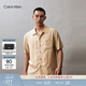 Calvin Klein內衣夏季男美拉德舒適休閑ck字母滿(mǎn)印紐扣翻領(lǐng)短袖家居睡衣 NCF-卡其 XL