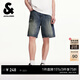 杰克·瓊斯（JACK&JONES）男裝貓須水洗做舊縫補設計舒適百搭潮時(shí)尚簡(jiǎn)約牛仔短褲225243019 A14深牛仔藍 M (175)