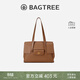 BAGTREE【明星同款】包包樹(shù)海豚包輕奢植鞣皮托特包大容量通勤女士電腦包 中號-烤棕色 能裝A4資料 高級小眾