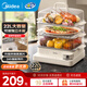 美的（Midea）電蒸鍋蒸煮一體自動(dòng)斷電 蒸鍋透明可視 家用早餐蒸汽鍋 蒸包子饅頭不銹鋼蒸架電鍋多功能鍋 22L 【三層不銹鋼蒸架】 ZGC322301