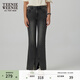 Teenie Weenie小熊秋季簡(jiǎn)約時(shí)髦提臀微喇牛仔褲修身時(shí)髦長(cháng)褲復古女 黑色 M (165)