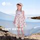 貝肽斯兒童裙子2026夏季薄款娃娃領(lǐng)連衣裙無(wú)袖印花小清新純棉女寶裙子