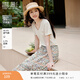 香影v領(lǐng)正肩t恤女短袖2026夏季新款米白色上衣度假風(fēng)波西米亞小衫 鷺白 M 160/84A/95-110斤