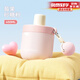 物生物（RELEA）早餐杯吸管杯帶蓋勺酸奶燕麥豆漿寬口上班族保溫辦公室桌面水杯子 莓果砂糖粉450ml【母嬰級316L】