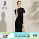 經(jīng)典故事（JANE STORY）新中式國風(fēng)絲絨燒花連衣裙女2025夏季新款復古立領(lǐng)典雅顯瘦旗袍裙 黑灰花 M